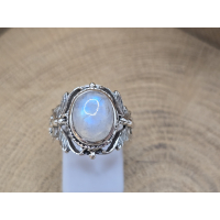 Echt zilveren ring met vlinder band en maansteen